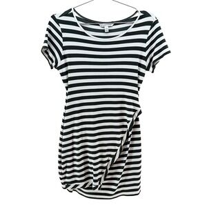 41 HAWTHORN Brigitte Stripe Short Sleeve Knit Dress • Petite L‎ • white, green